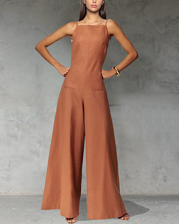 Clidress Backless Wide Leg Jumpsuit