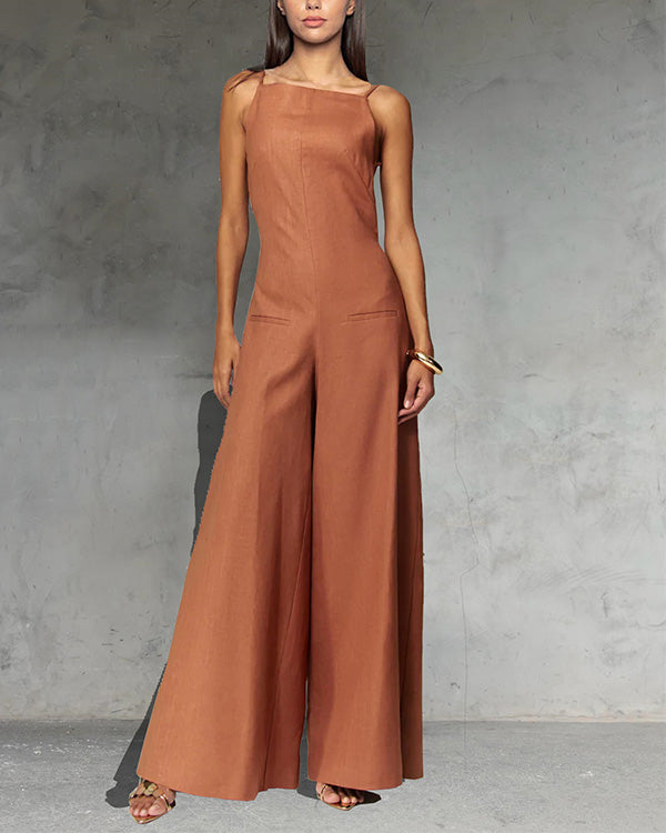Clidress Backless Wide Leg Jumpsuit