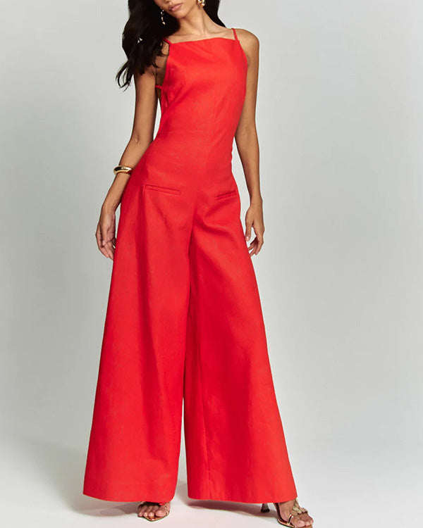 Clidress Backless Wide Leg Jumpsuit