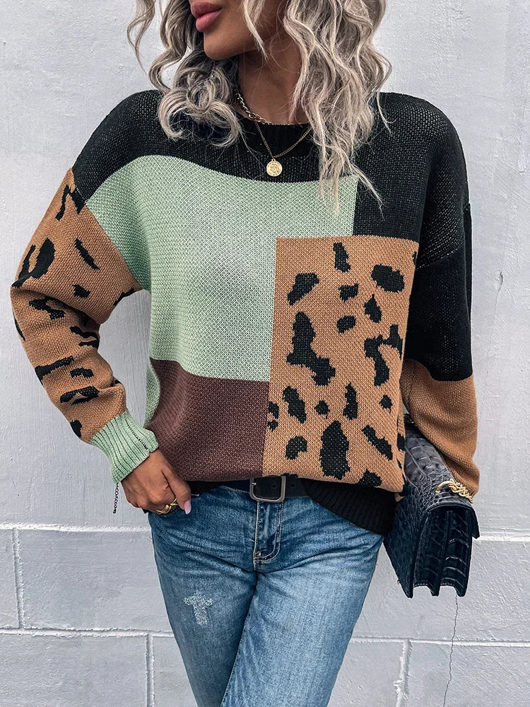 Bold Patchwork Knit Sweater