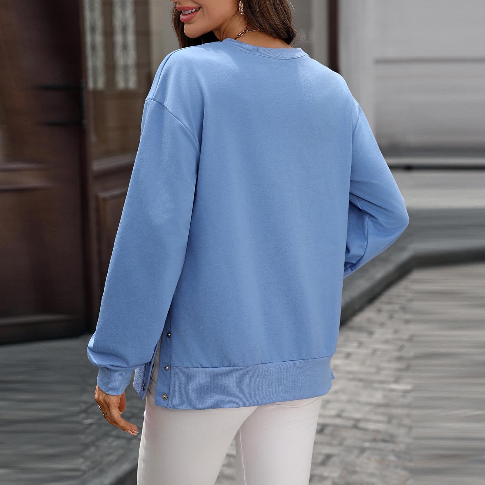 Autumn Breeze Button-Hem Sweatshirt