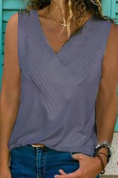 Clidress Basic V-Neck Sleeveless T-shirt