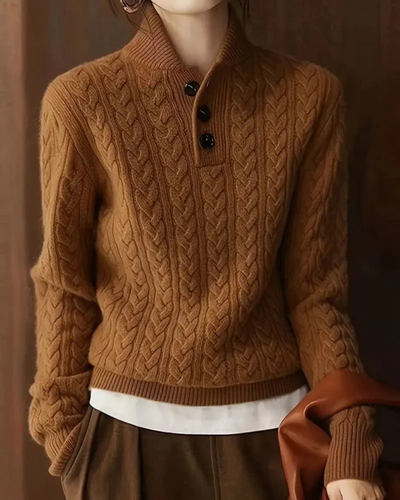 High-Neck Loose Leopard Jumper for Women