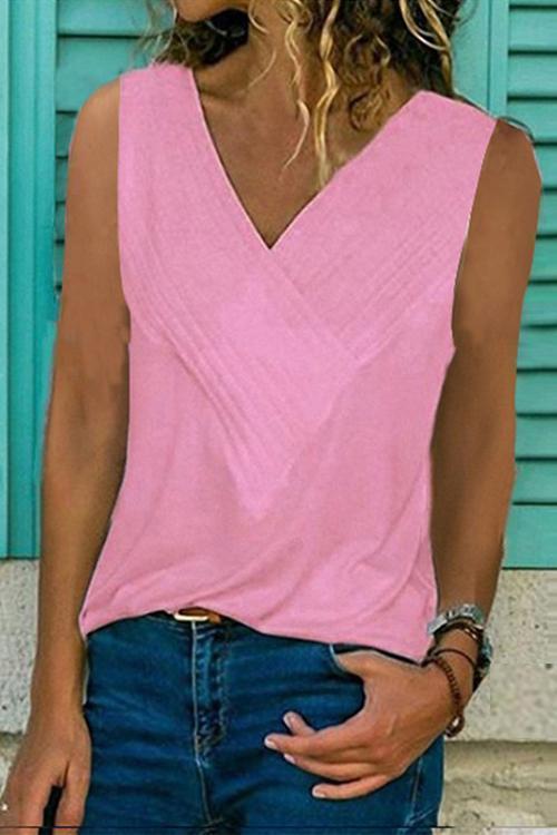 Clidress Basic V-Neck Sleeveless T-shirt