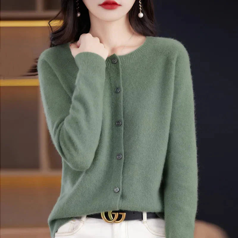 Women’s Premium Soft Wool Button-Up Layered Knitwear Sweater