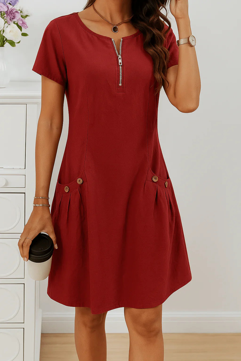 Button Detailed Summer Dress