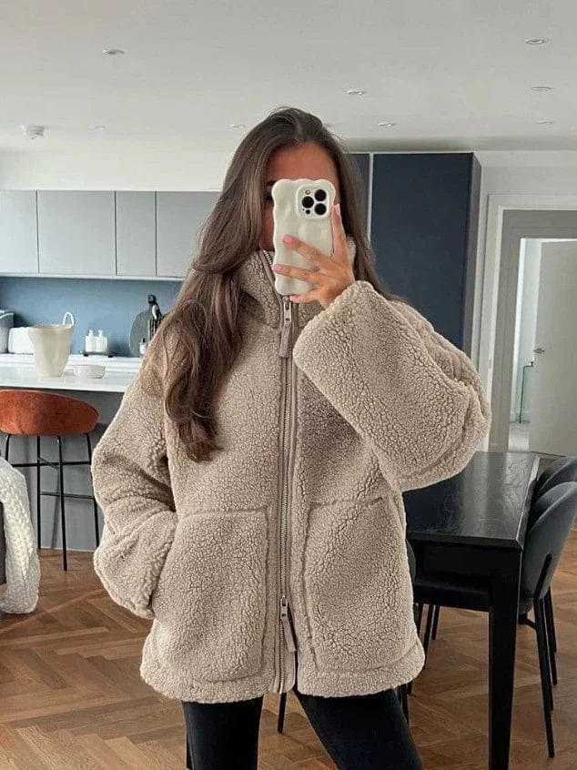 Oversized Fleece Zip-Up Jacket