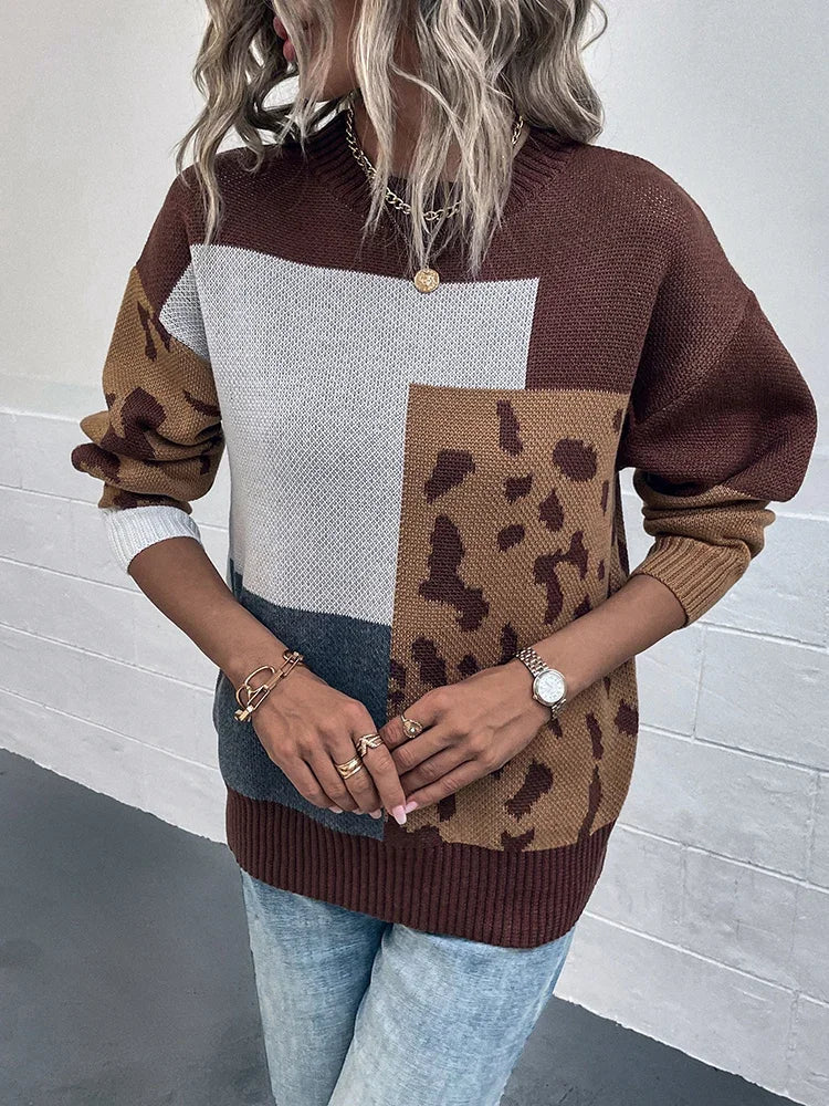 Bold Patchwork Knit Sweater