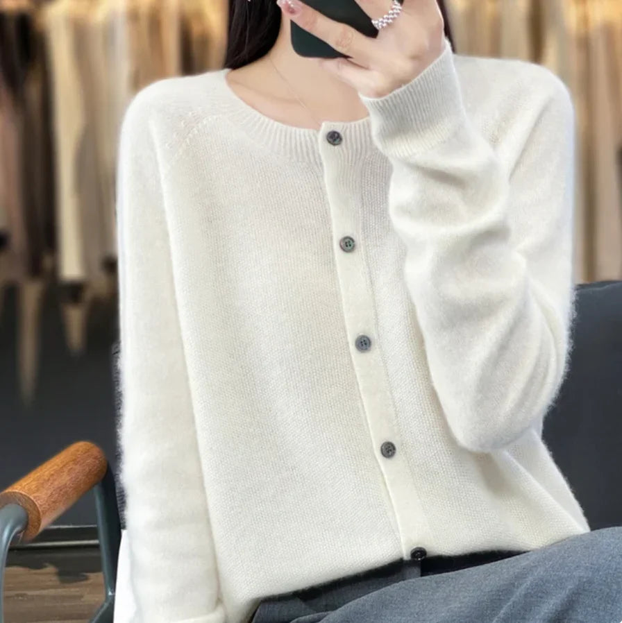 Women’s Premium Soft Wool Button-Up Layered Knitwear Sweater